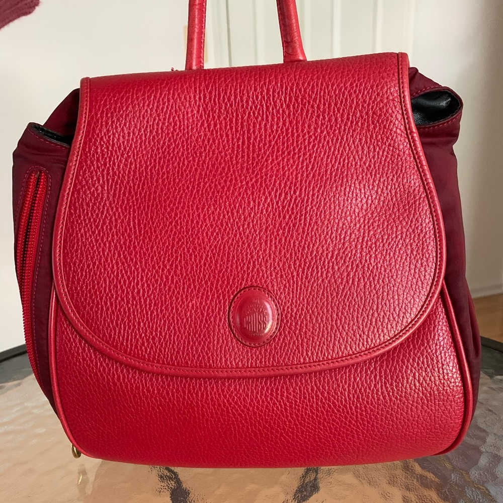 Mark Cross Red Leather Bookbag